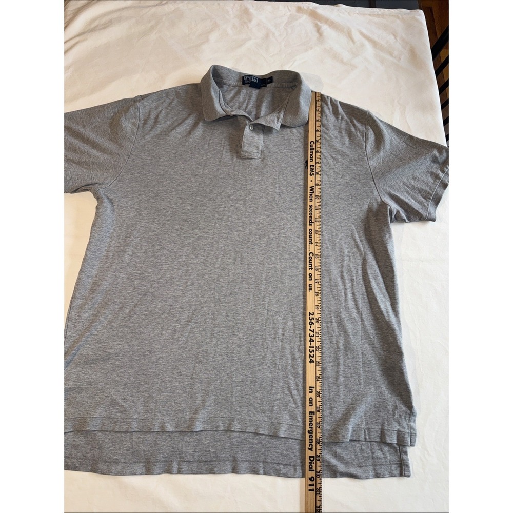 Polo Ralph Lauren Mens‎ XL Classic Fit Gray Polo Shirt Navy Pony Logo - Picture 3 of 7